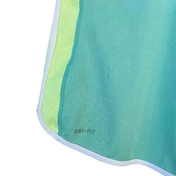 NIKE women’s workout tank top bright yellow and aqua blue size M used no flows - Picture 3 of 5